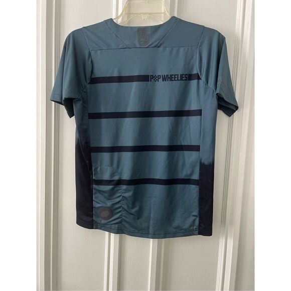 Troy Lee Designs teal and navy boy’s biking short sleeve shirt L - Picture 3 of 3